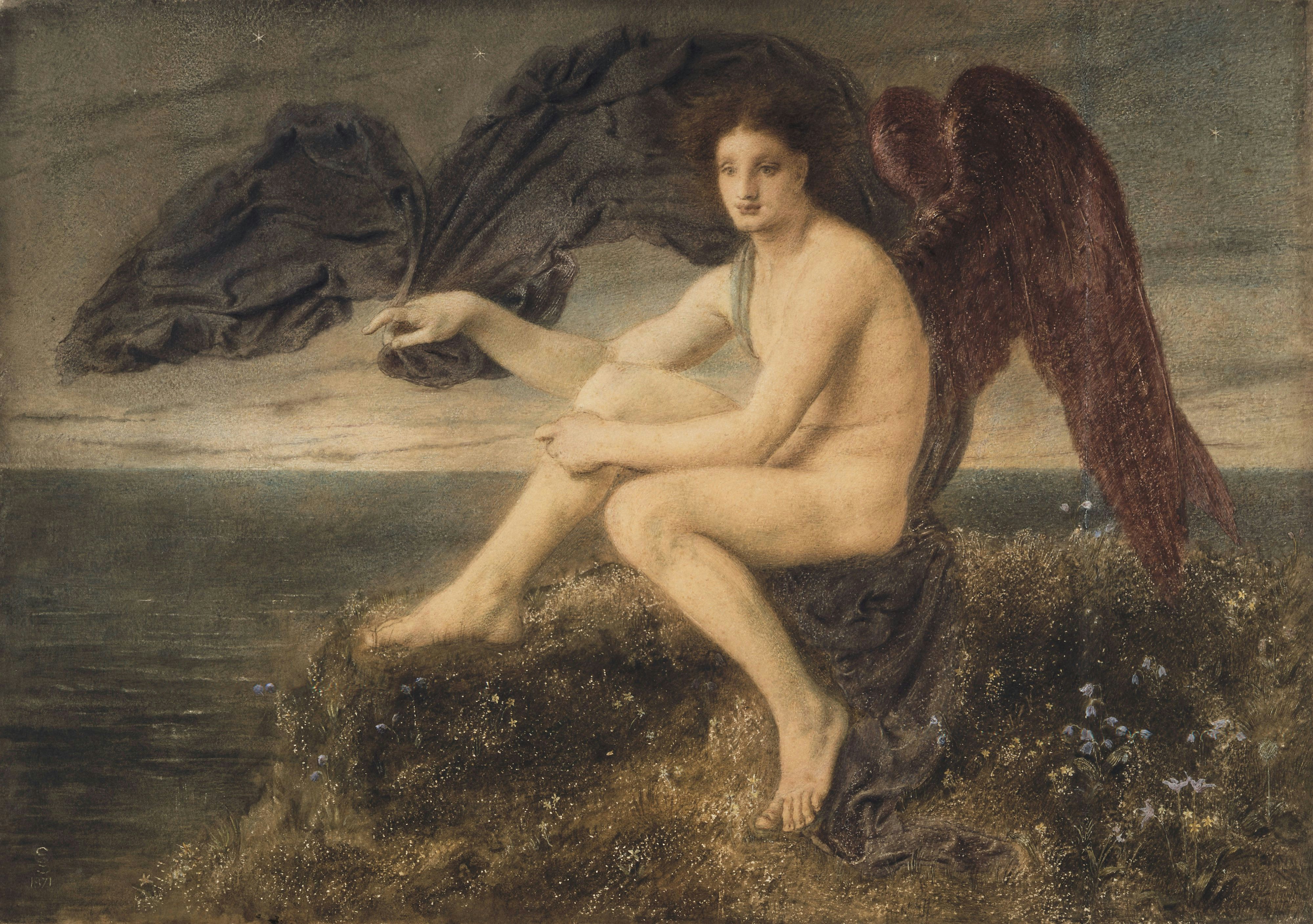 Dawn, 1871. By Simeon Solomon. One of a series of paintings to complement Simeon's own prose poem, 'A Vision of Love Revealed in Sleep'.